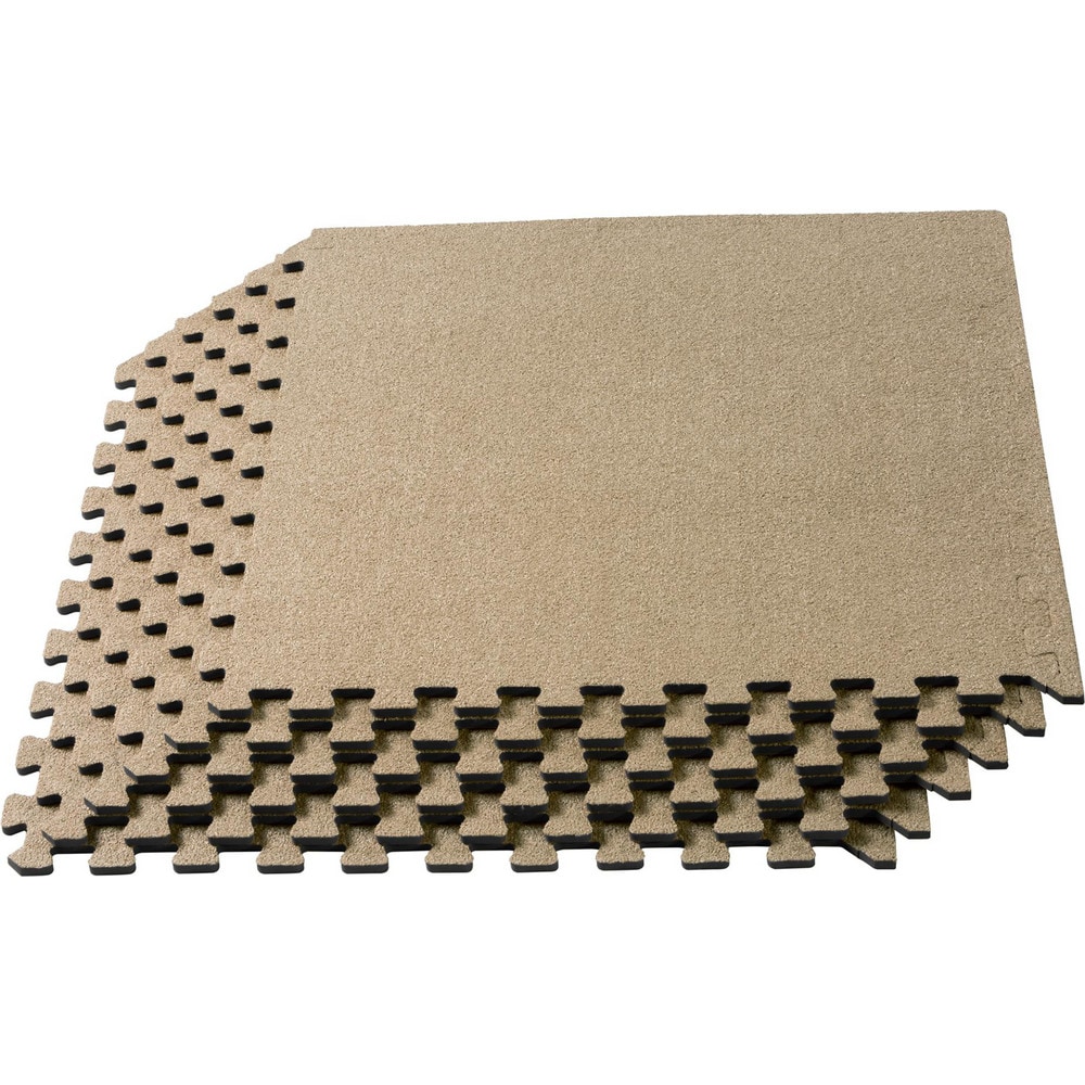 Anti-Fatigue Modular Tile Mat: Dry Environment, 4" Length, 3/8" Thick, Interlocking Edge, Tan