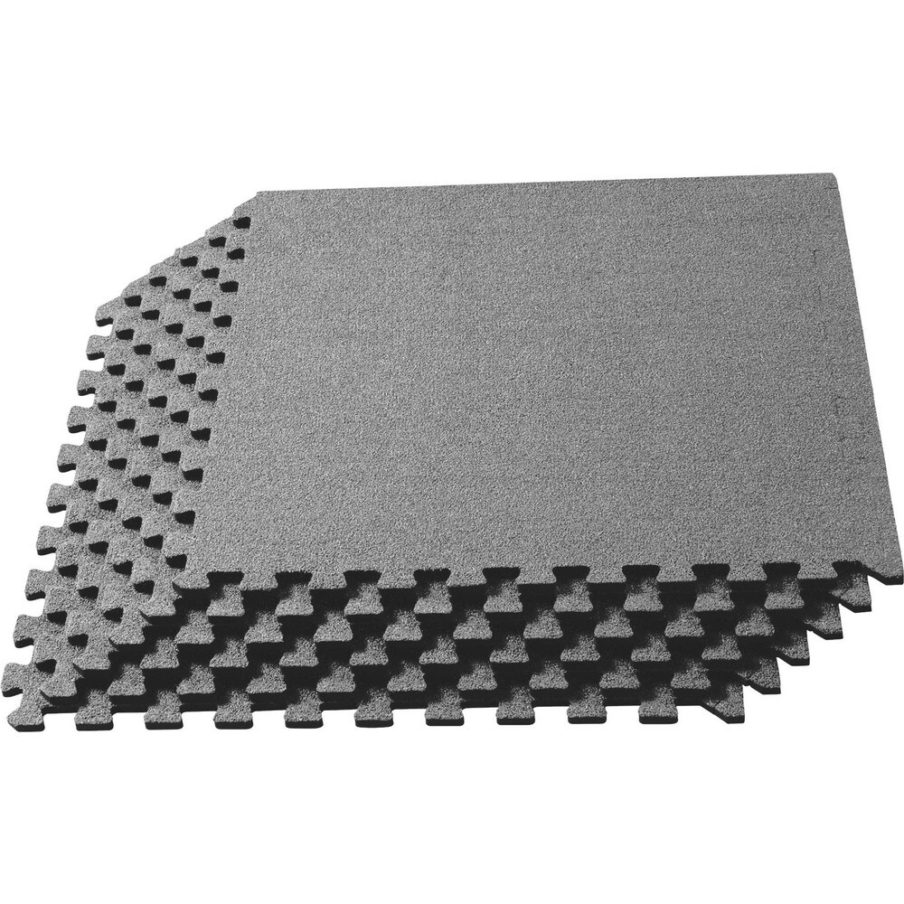 Anti-Fatigue Modular Tile Mat: Dry Environment, 4" Length, 3/8" Thick, Interlocking Edge, Light Gray