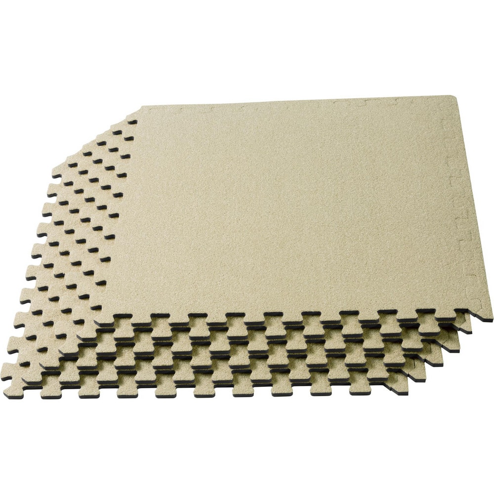 Anti-Fatigue Modular Tile Mat: Dry Environment, 4" Length, 3/8" Thick, Interlocking Edge, Cream