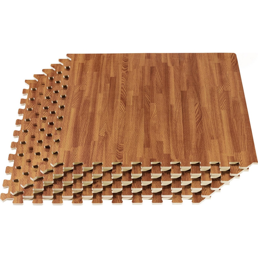 Anti-Fatigue Modular Tile Mat: Dry Environment, 4" Length, 3/8" Thick, Interlocking Edge, Mahogany