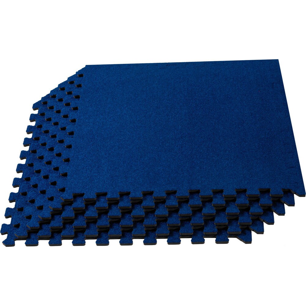 Anti-Fatigue Modular Tile Mat: Dry Environment, 4" Length, 3/8" Thick, Interlocking Edge, Medium Blue