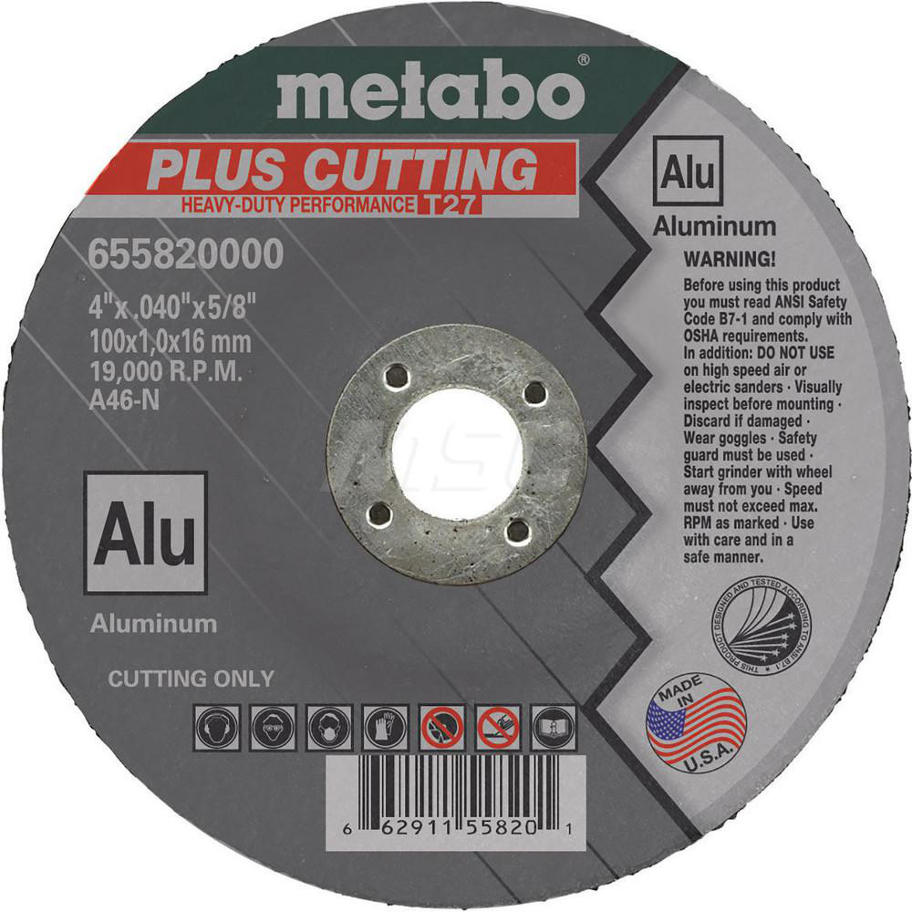 Metabo Cutoff Wheel Type 27, 4" Dia, 0.04" Thick, 5/8" Hole
