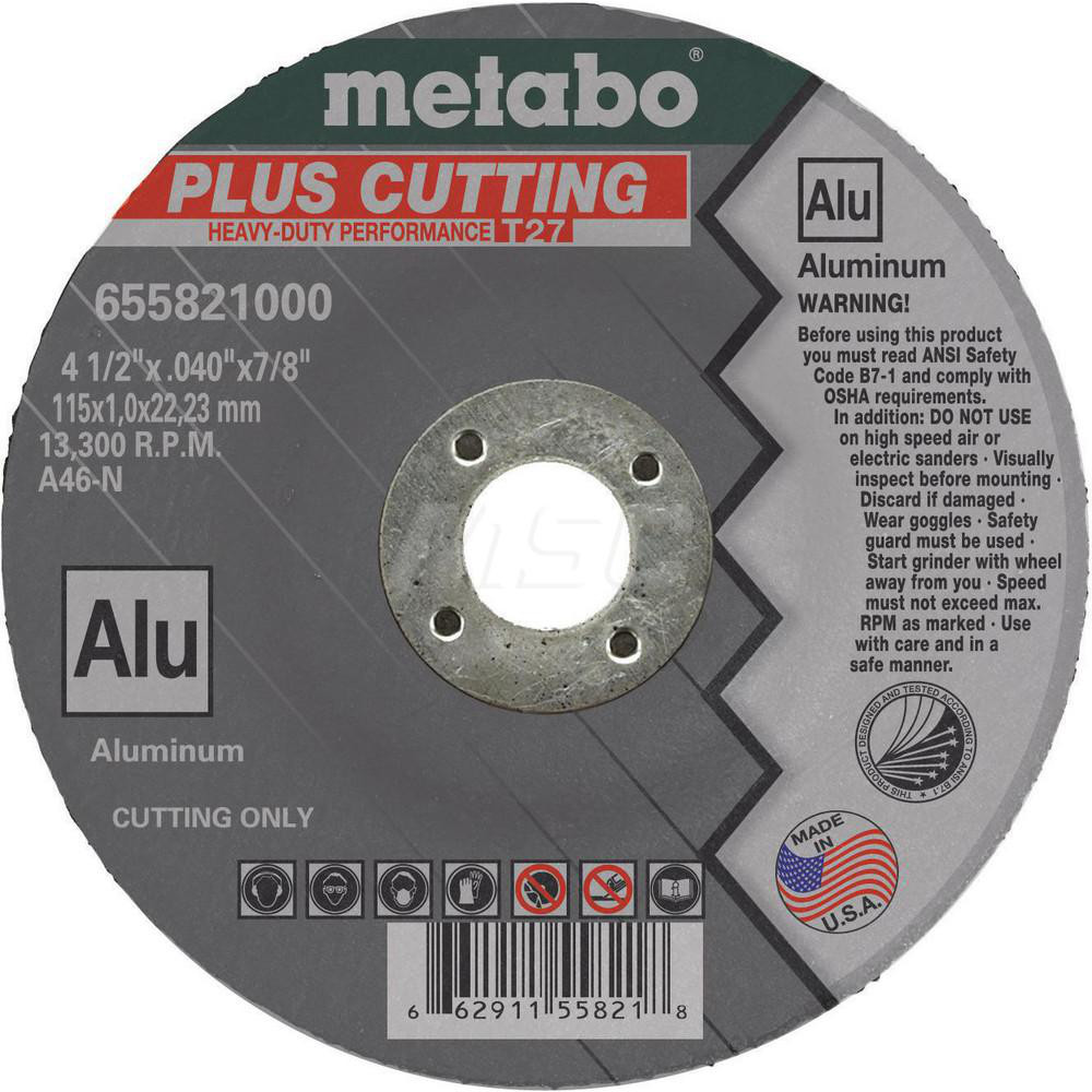 Metabo Cutoff Wheel Type 27, 41/2" Dia, 0.04" Thick, 7/8" Hole