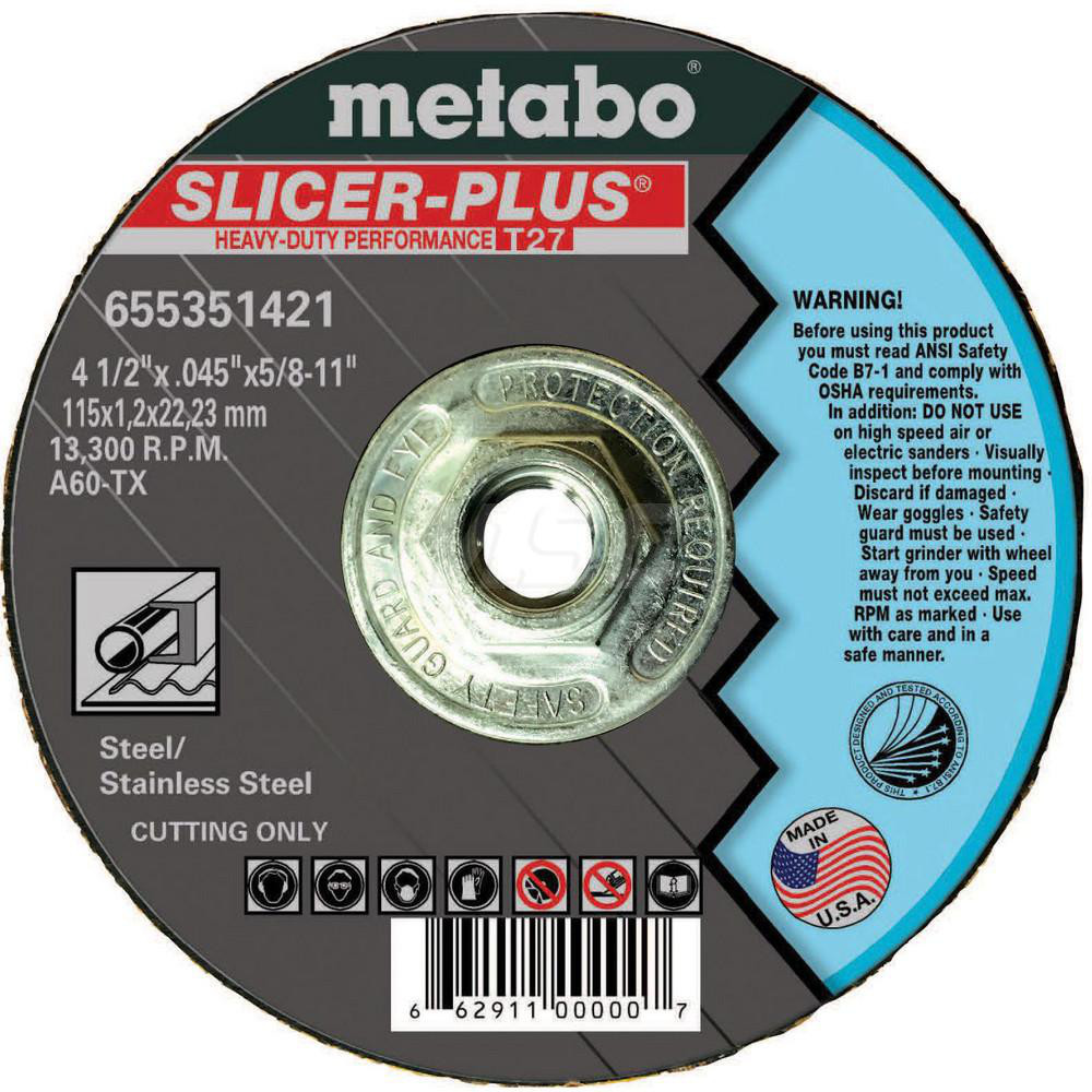 Metabo Cutoff Wheel Type 27, 41/2" Dia, 0.045" Thick, Aluminum 29081817 MSC Industrial