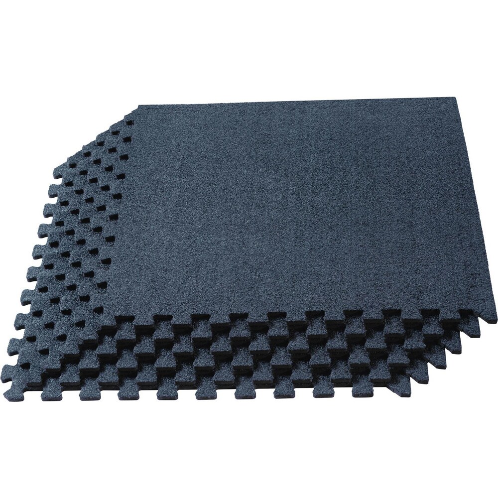 Anti-Fatigue Modular Tile Mat: Dry Environment, 4" Length, 3/8" Thick, Interlocking Edge, Charcoal