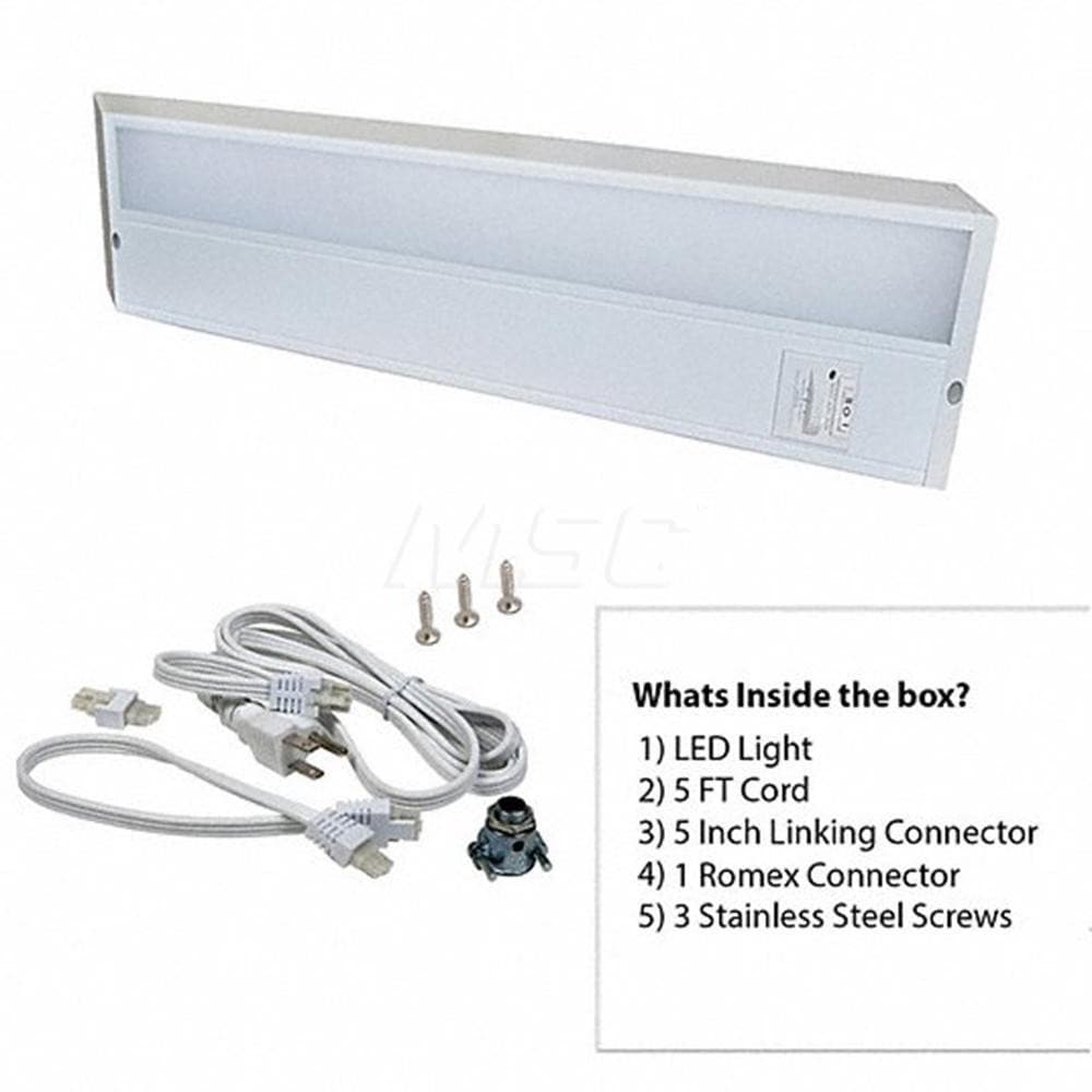 Undercabinet Light Fixtures; Lamp Type: Integrated LED; LED ; Number of Lamps: 1 ; Overall Length (Feet): 12 in; 12.00 ; Overall Width: 4 ; Lumens: 420/450/450 ; Wattage: 6.000; 6.0