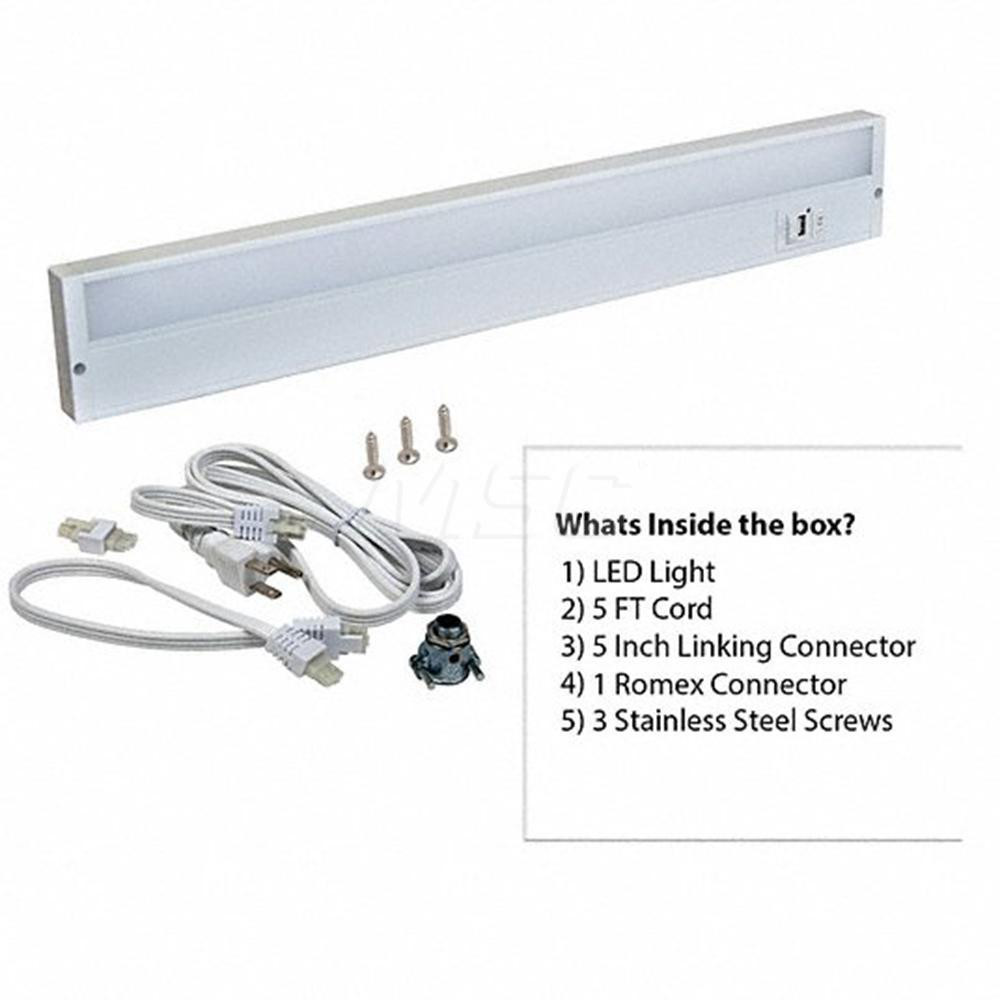 Undercabinet Light Fixtures; Lamp Type: Integrated LED; LED; Number of Lamps: 1; Overall Length (Feet): 22 in; 22.00; Overall Width: 4; Lumens: 770/825/825; Wattage: 10.5; 10.500; Overall Height: 1.00; Voltage: 120 VAC; 120.00; Dimmable: Yes; Features: Color Temp 2700K/3500K/4000K
