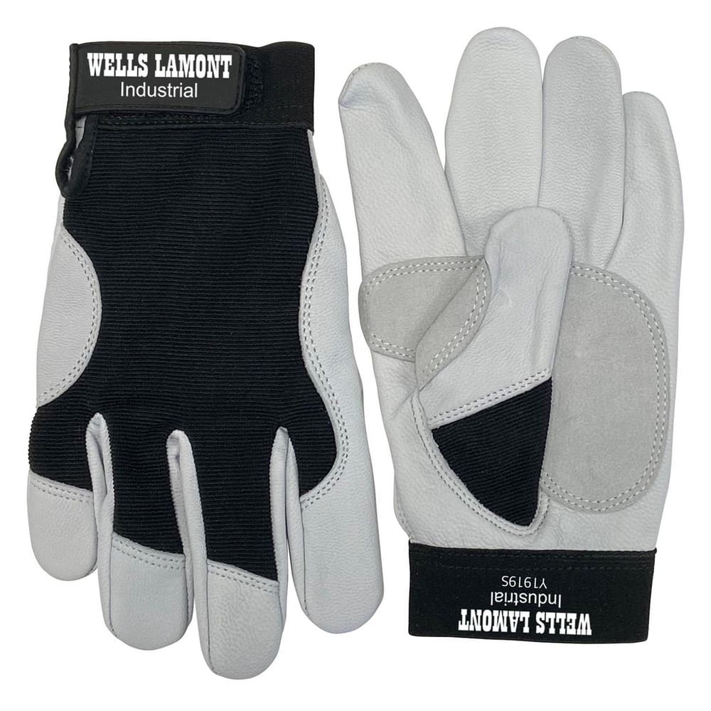 Welder's & Heat Protective Gloves; Primary Material: Leather ; Size: Large ; Coating Coverage: Palm & Thumb ; Lining: Lined ; Back Material: Spandex ; Grip Surface: Padded Palm
