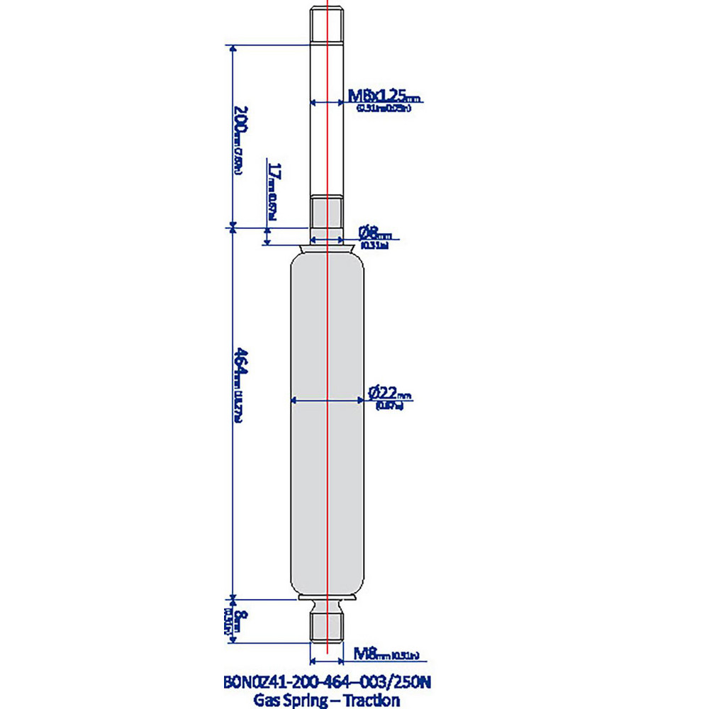 Bansbach, EasyLift Hydraulic Dampers & Gas Springs; Fitting Type None; Material Steel
