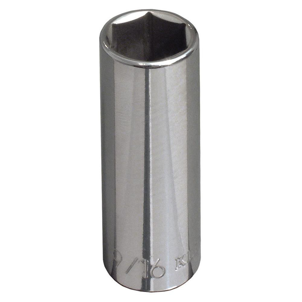 Deep  Hand Socket: 3/8" Drive, 7/16" Socket, 6-Point - Chrome Finish, Not Tether Capable