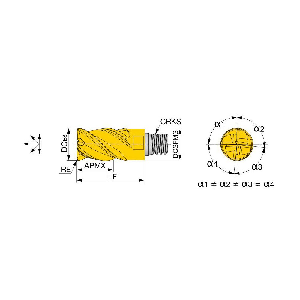 Roughing & Finishing End Mills; Mill Diameter (mm): 32.00 ; Mill Diameter (Decimal Inch): 1.2598 ; End Type: Square ; Number of Flutes: 4 ; Material: Solid Carbide ; Finish/Coating: TiAlN