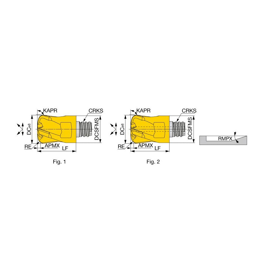 Corner Radius End Mill Head: 4 Flutes