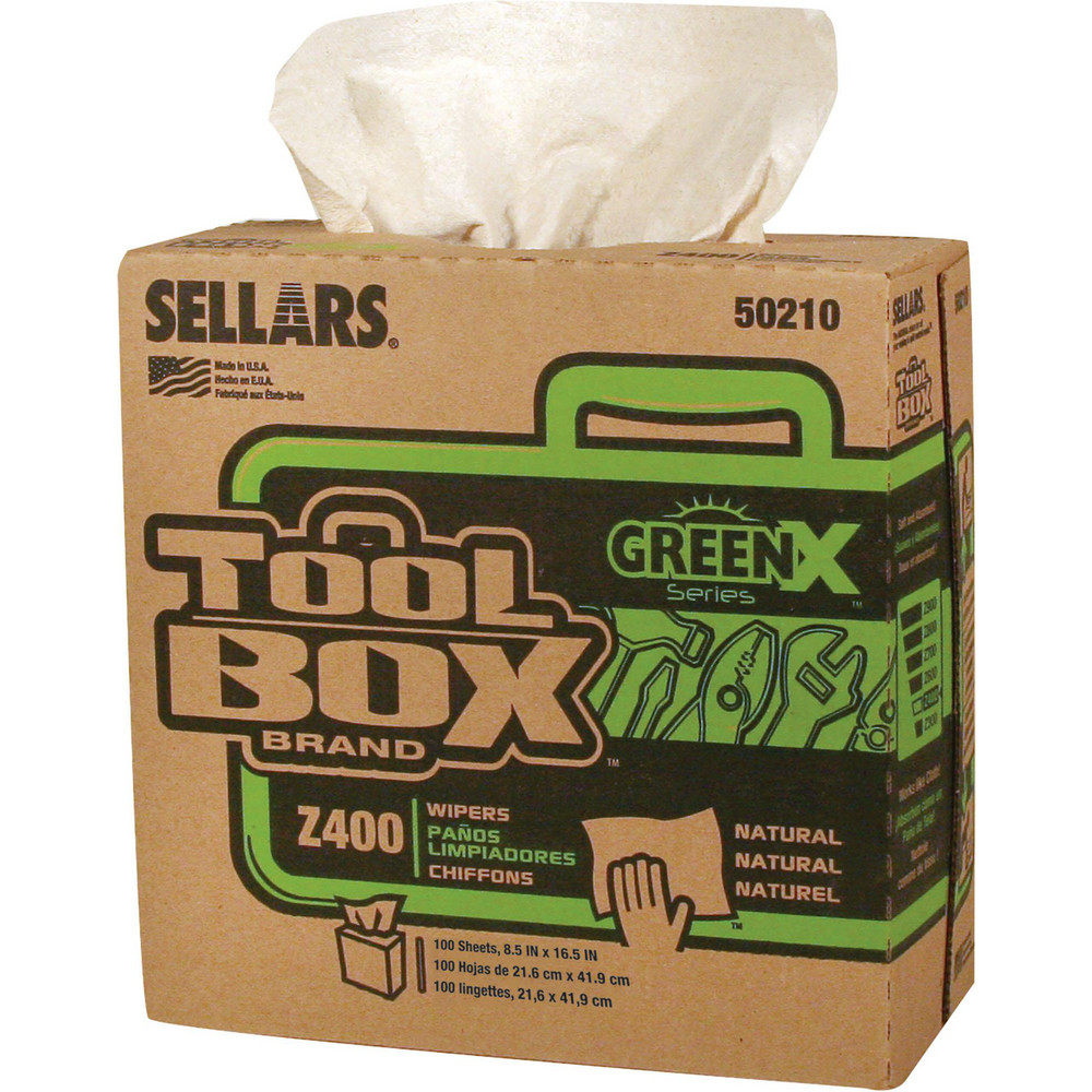 TOOLBOX Z400 GREENX Wipers: Dry, 100 Sheets/Box, Pop-Up Box, 16.5" x 8.5", Natural