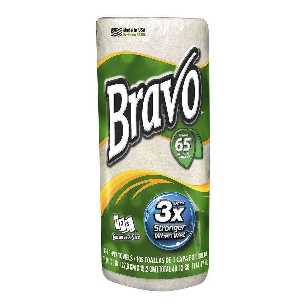 Paper Towels: Perforated Roll, Roll, 1 Ply, Recycled Fiber, Natural