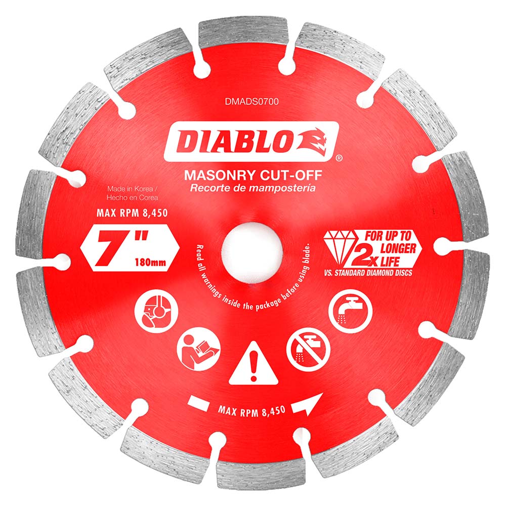 DIABLO Wet & Dry Cut Saw Blade 7" Dia, 5/8 & 7/8" Arbor Hole, 0.0944