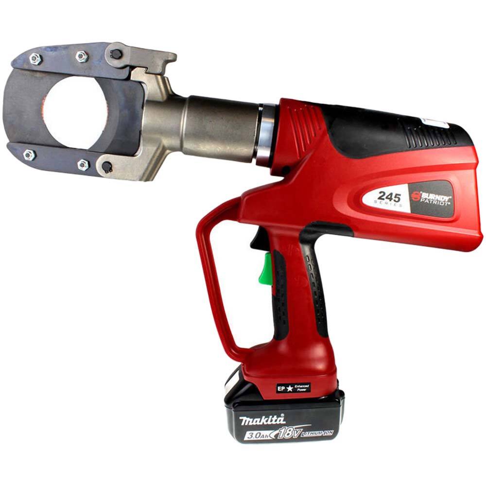 Cordless Cutters; Voltage: 18 ; Battery Chemistry: Lithium-Ion ; Cutting Capacity: 2.45 in Copper/Aluminum ; Battery Included: (2) Li-Ion batteries ; Includes: (2) 3 Ah Lithium-Ion Batteries; 120 V ac Charger; Hard Case; Lanyard
