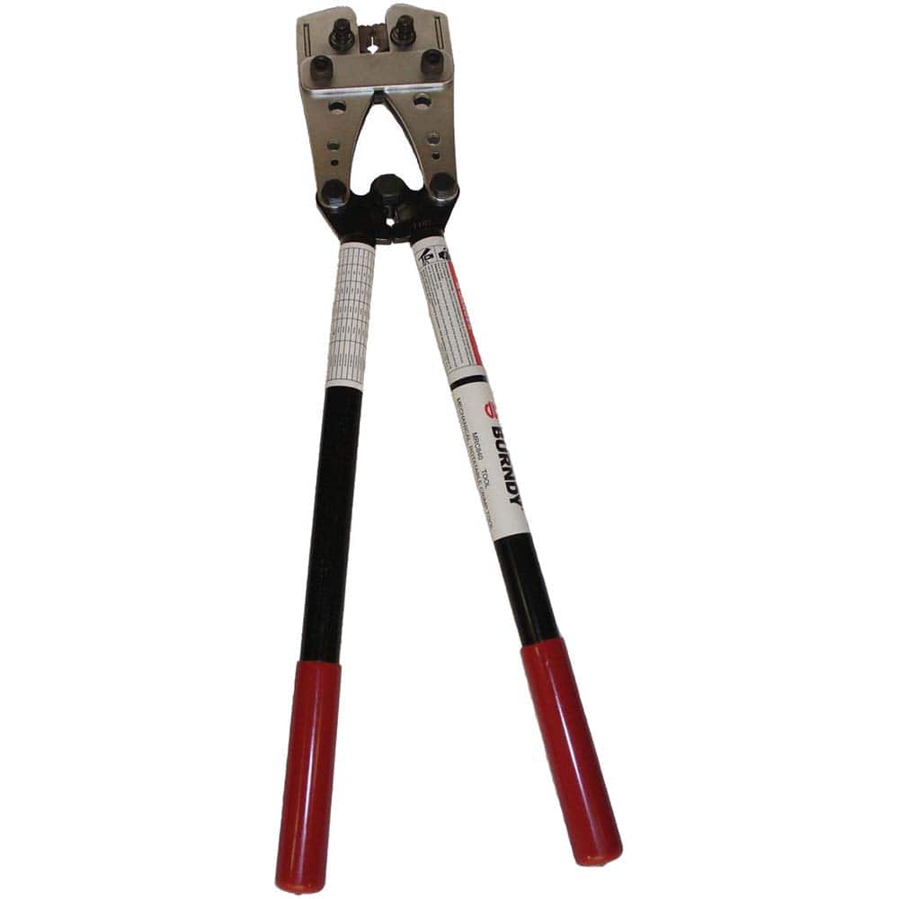 Burndy MRC840 Crimpers; Capacity: 8-4/0 AWG ; Features: Spring Loaded Mechanism Locks Die Wheel into Position; Press Mechanism to Release; Rotating Die Wheel Color-Coded Marked with AWG Sizes; Steel Jaws ; For Use With: Copper Terminals & Splices 