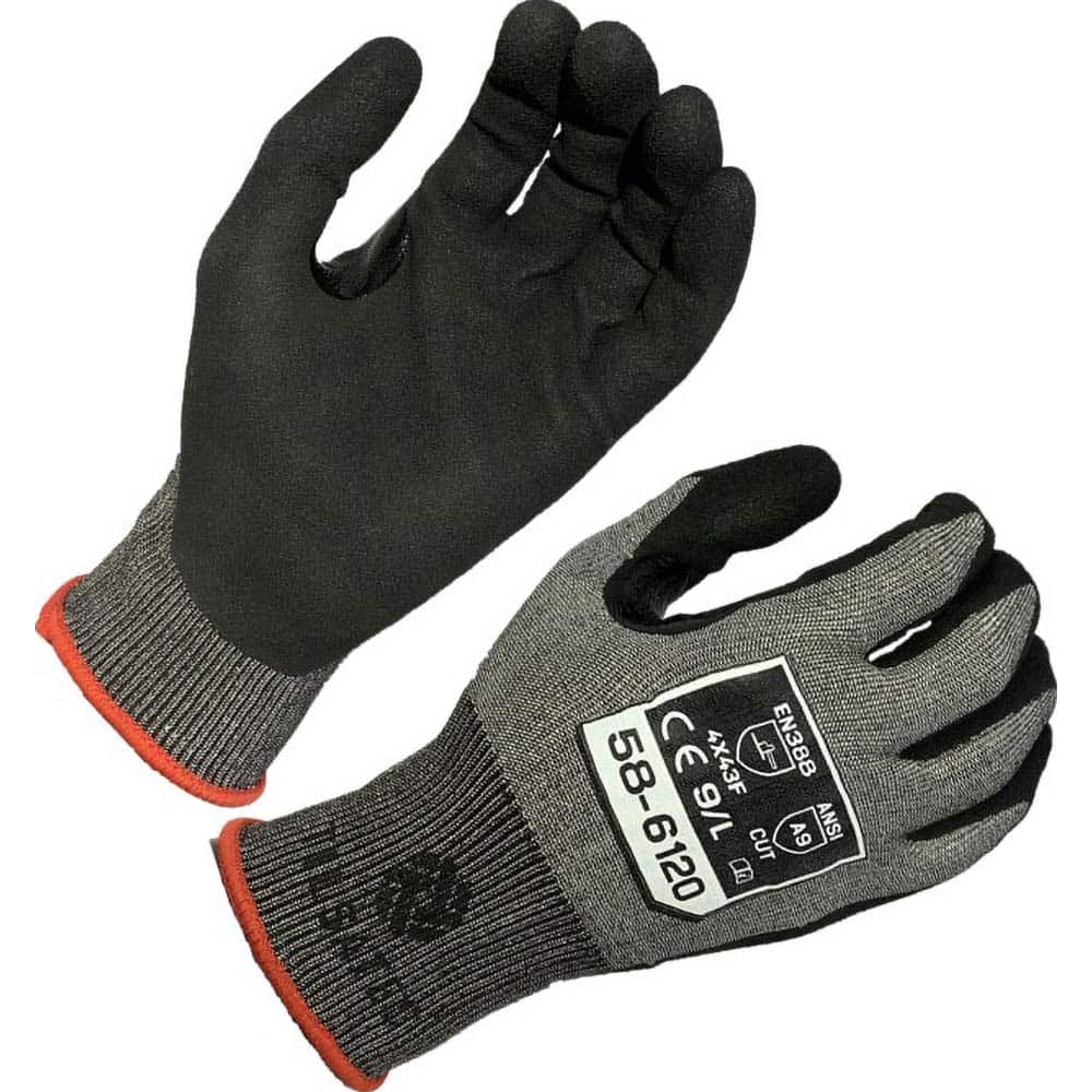 Cut & Puncture-Resistant Gloves: Size XL, ANSI Cut A9, ANSI Puncture 3, Bi-Polymer, HPPE & Steel