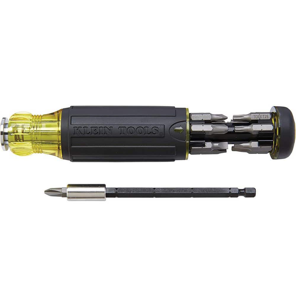 Bit Screwdrivers; Tip Type: Nutdriver; Phillips; Square; Torx ; Drive Size: 0.25 in ; Torx Size: T10; T15; T20; T25 ; Phillips Point Size: #0;#1;#2;#3 ; Slotted Point Size: 3/16 in (4.8 mm); 1/4 in (6.4 mm) ; Shaft Length: 4.0000