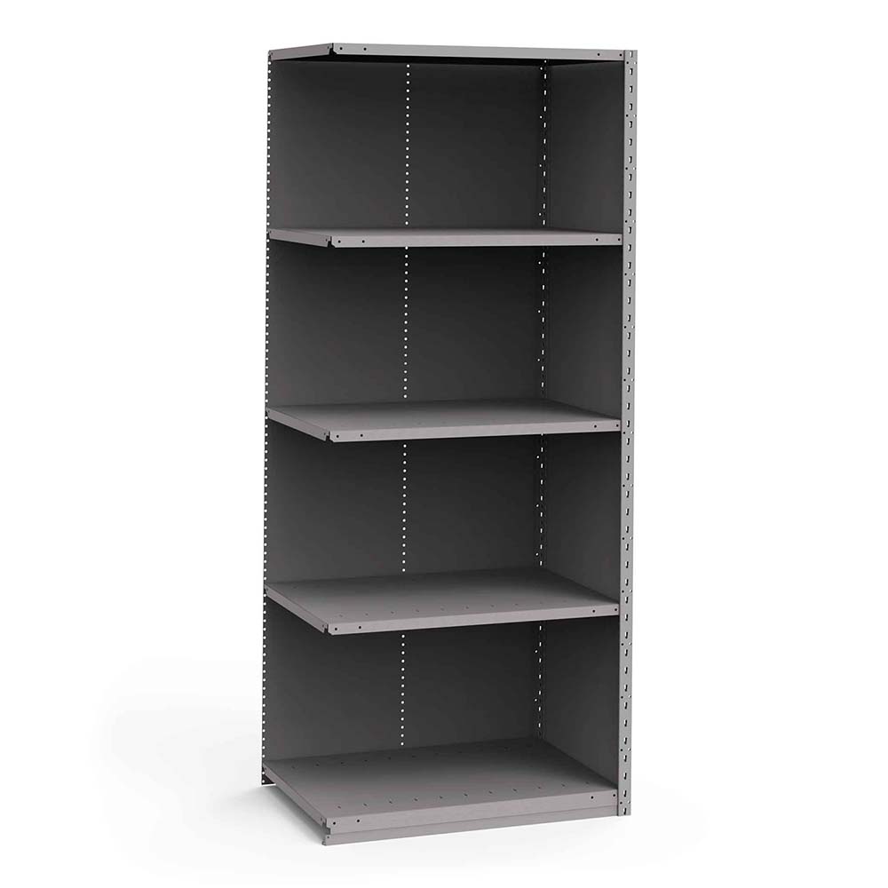 Closed Shelving AddOn Unit 5 Shelves 36" Wide, 24" Deep, 87" High, Gray