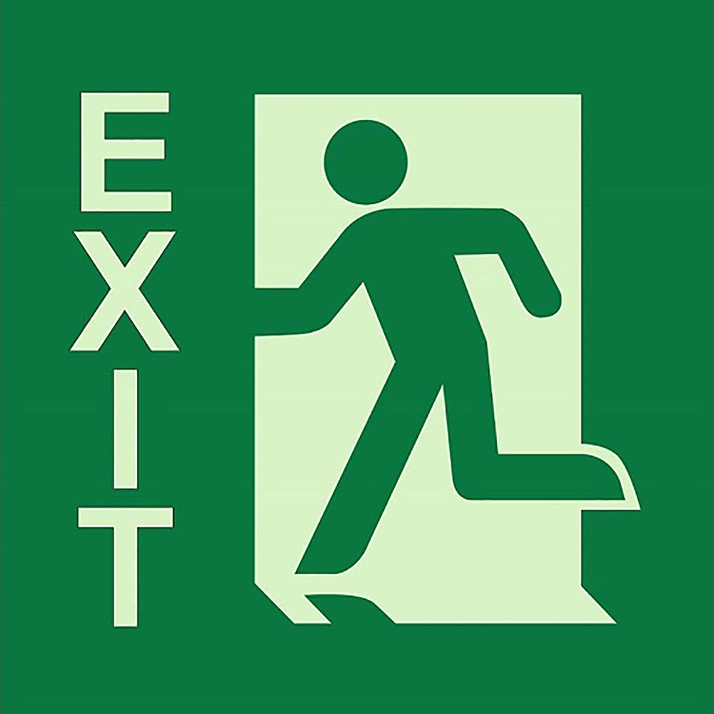 AbilityOne - 8X8 PHOTOLUM EXIT LEFT SAFETY SIGN | MSC Direct