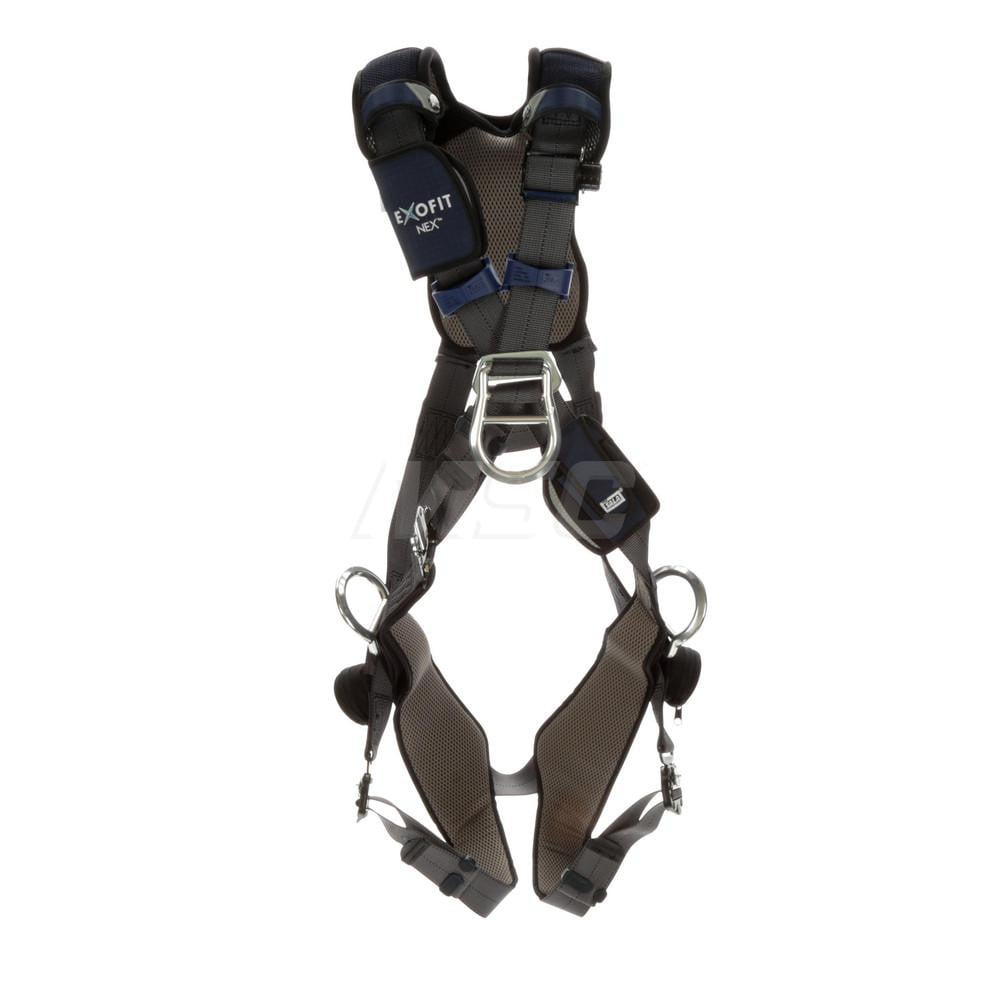 Fall Protection Harnesses: 420 Lb, Cross-Over Style, Size X-Large, For Climbing & Positioning, Polyester, Back Front & Side