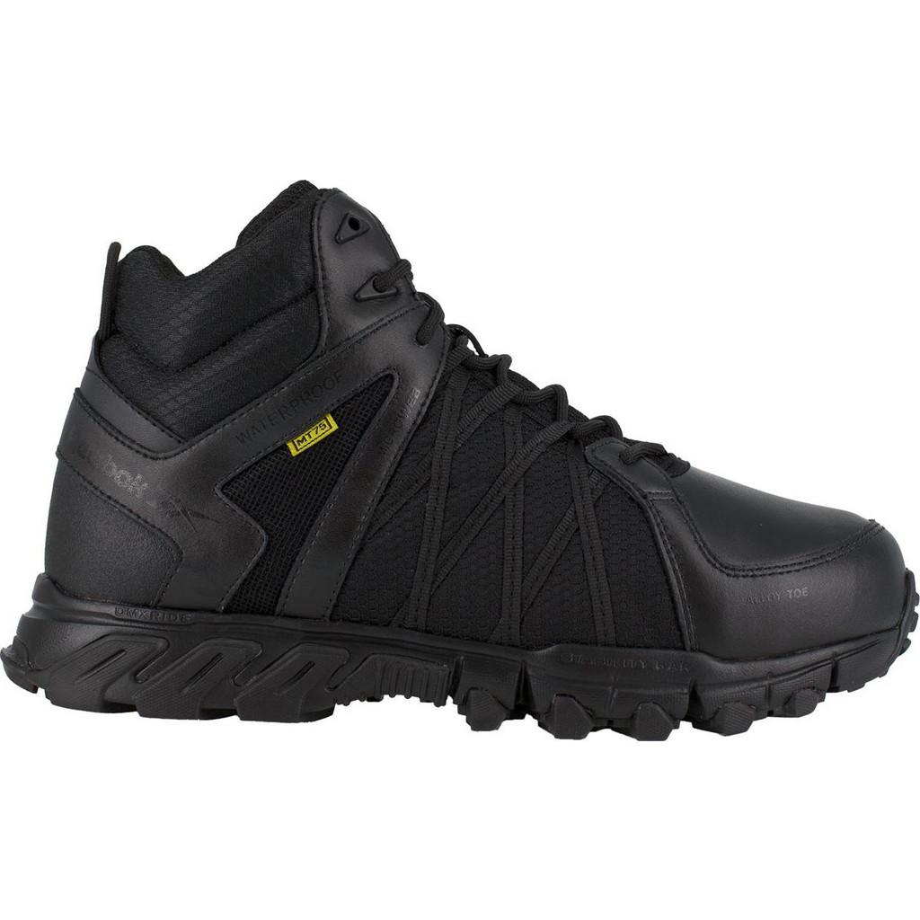 Reebok Work Shoe: Size 4, Leather, Alloy Toe, Industrial Athletic - Black, Wide Width, Non-Slip Sole | Part #RB3405-W-04.0