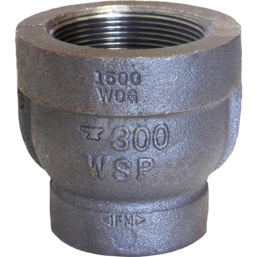 Black Reducing Coupling: 1-1/4", 300 psi, Thread x Thread - Malleable Iron, Class 300