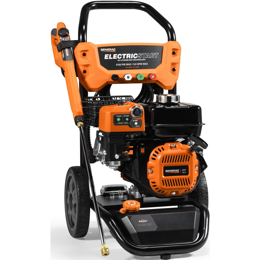 Generac Power - Pressure Washer: 3,100 psi, 3 GPM, Gas & Battery, Cold ...