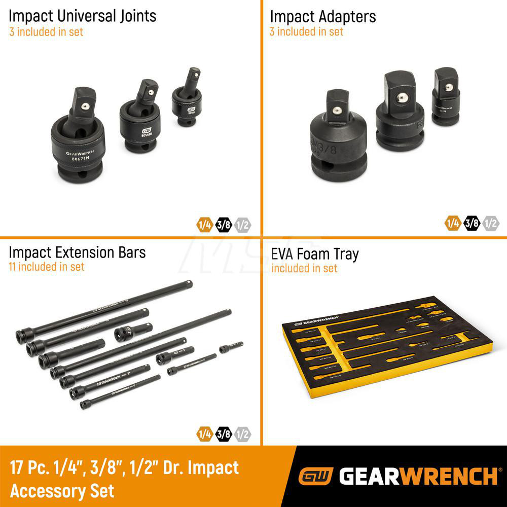 GearWrench Steckschlüsseleinsatz-Set 5-teilig – 1/4 Zoll Antrieb, 6-Punkt, 8 Mm | Ideal Für Werkstatt & Hobby