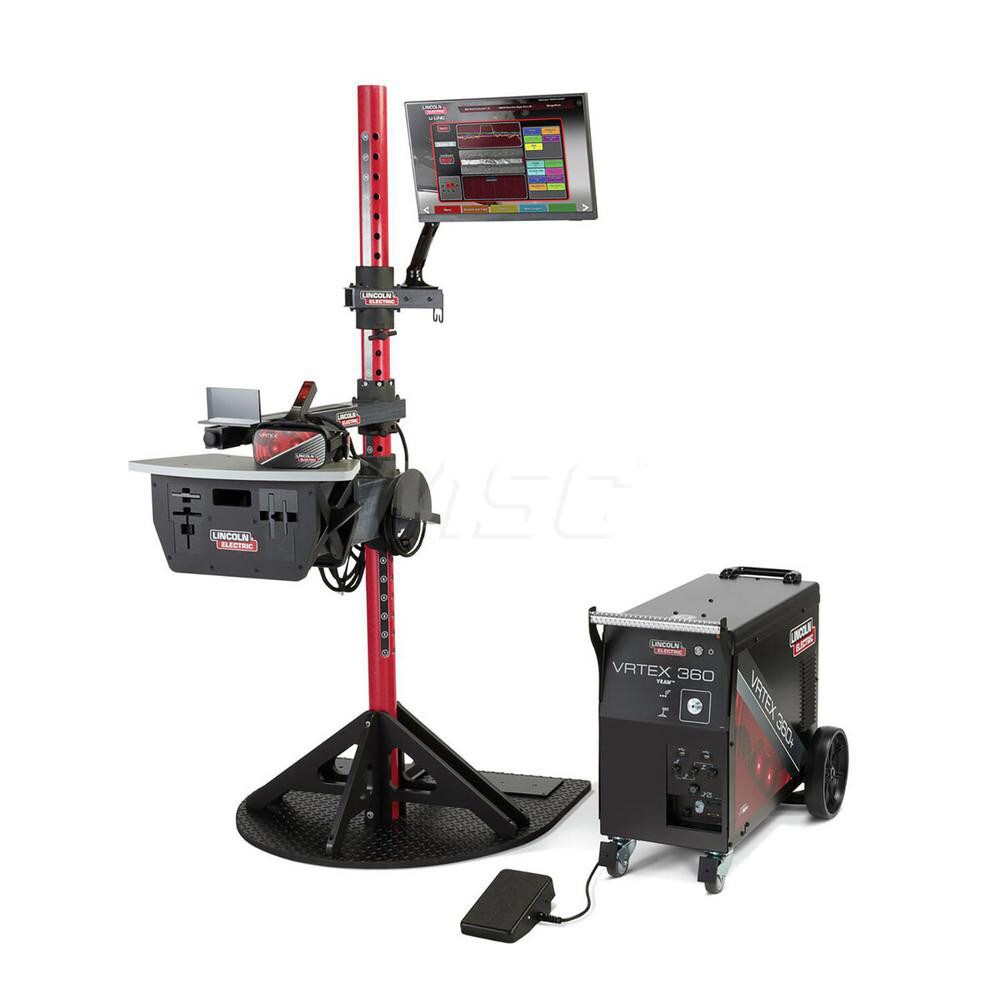 Welding Training Stations; Welding Processes: SMAW; GMAW; FCAW ; Virtual Reality: Yes ; Number of Operators: 1 ; Series: VRTEX. 360. ; Includes: Retractable SMAW stick stinger; GMAW/FCAW gun and GTAW TIG torch; filler metal and adaptive foot pedal devices