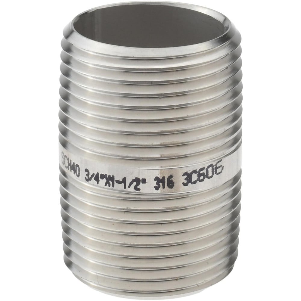 Stainless Steel Pipe Nipples & Pipe; Schedule: 40 ; Thread Standard: NPT ; UNSPSC Code: 40173300