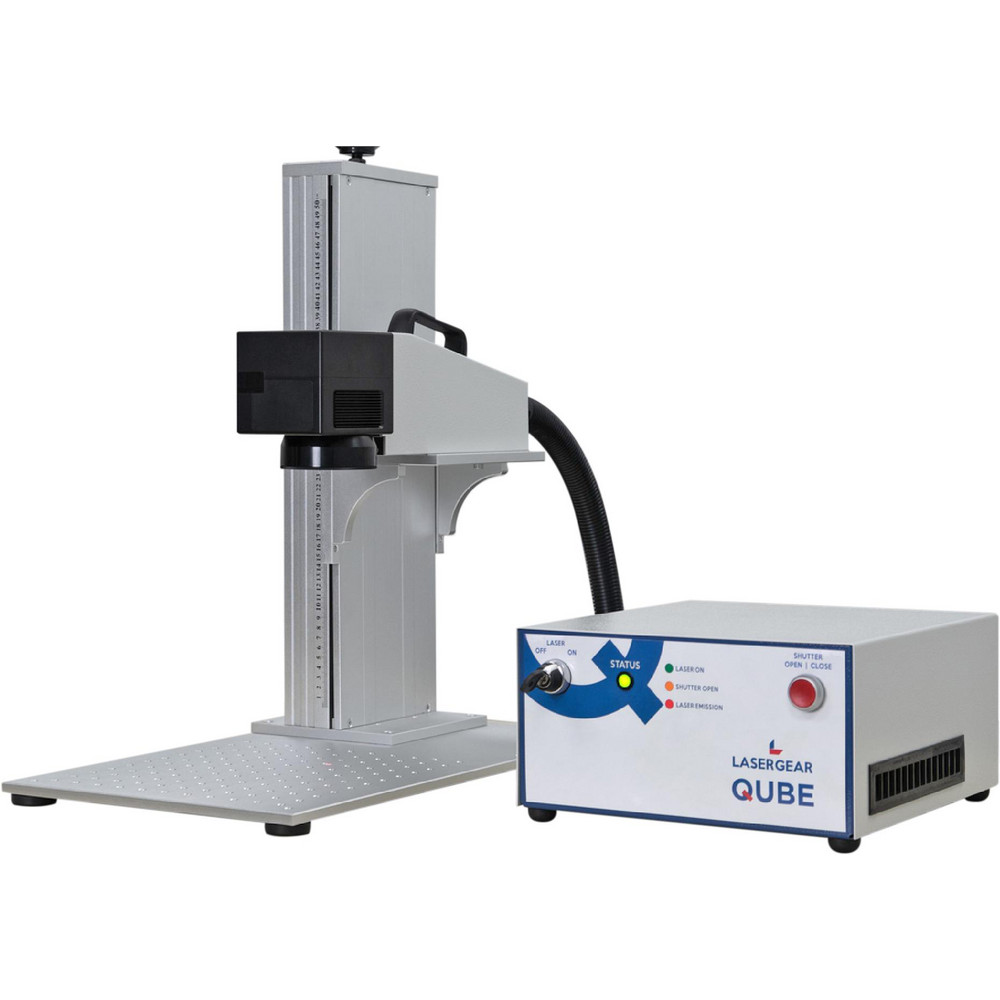 QUBE 20W Laser Marking System Package, 4"x4" Marking Area, with Fume Extracting System, 500 mm Toolpost & Safety Glasses - Solid Copper Point & Tungsten Tipped Point