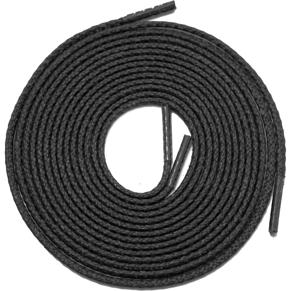 63" black unbreakable, lifetime guaranteed boot lace, Chemical, UV, corrosion, abrasion resistant, 25 times more durable than Kevlar, zero stretch, stay tied with no slippage, 1600 lb breaking strength, Fire-proof and thermal protection up to temperatures