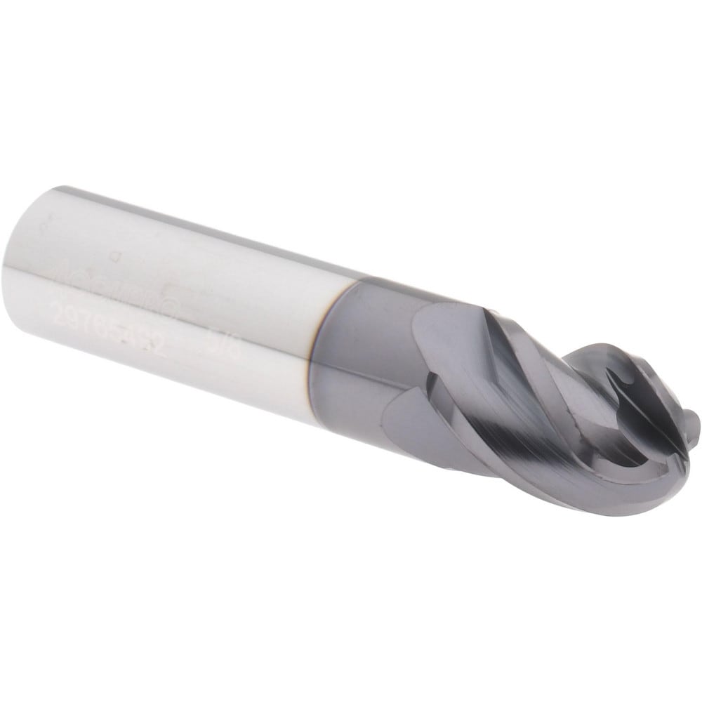 Ball End Mill: 0.625" Dia, 0.875" LOC, 4 Flute, Solid Carbide