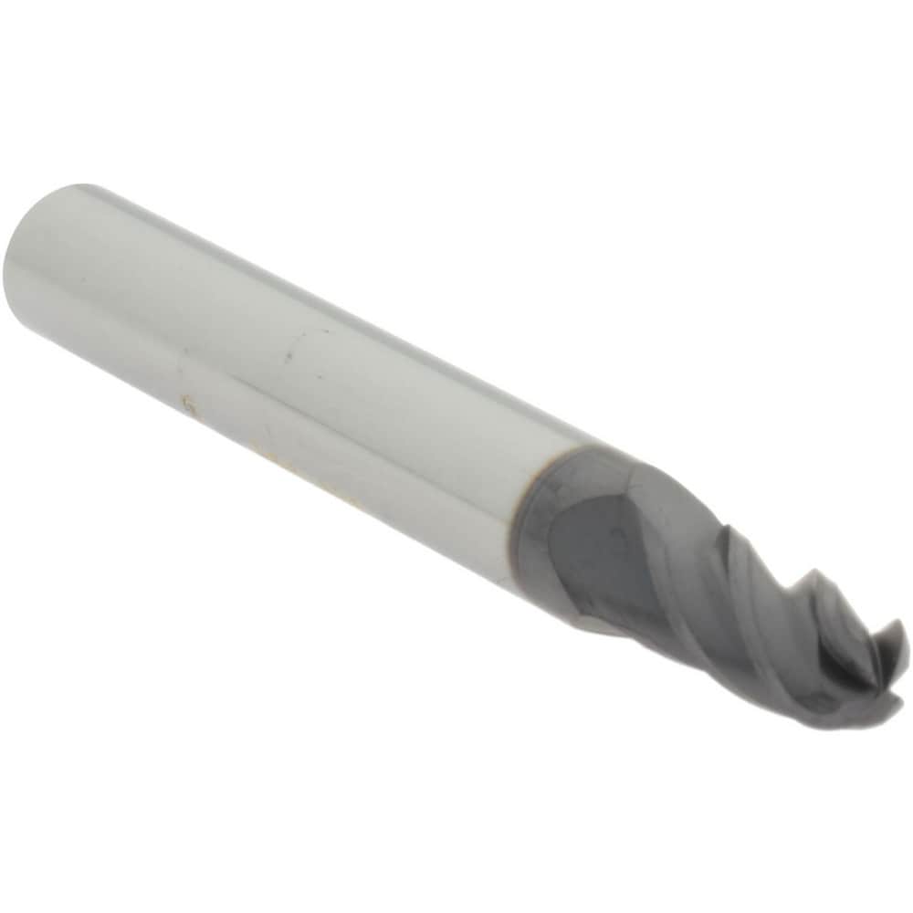 Ball End Mill: 0.203" Dia, 0.375" LOC, 4 Flute, Solid Carbide