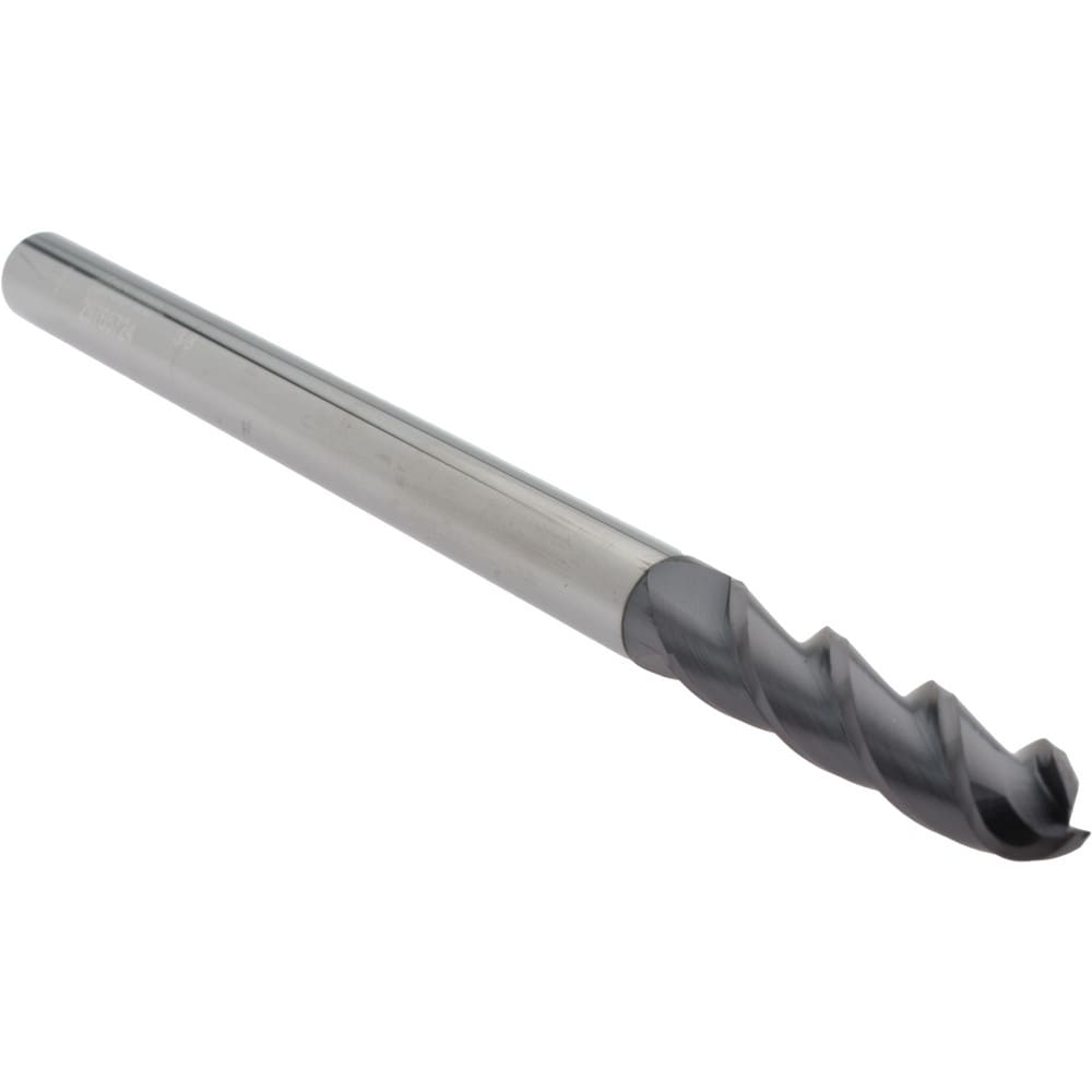 Ball End Mill: 0.375" Dia, 1.5" LOC, 3 Flute, Solid Carbide