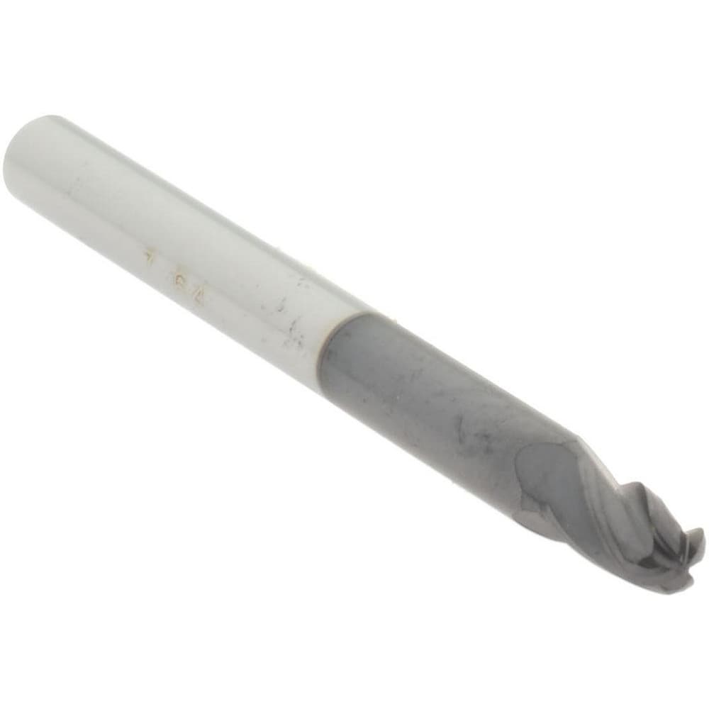 Ball End Mill: 0.109" Dia, 0.188" LOC, 4 Flute, Solid Carbide