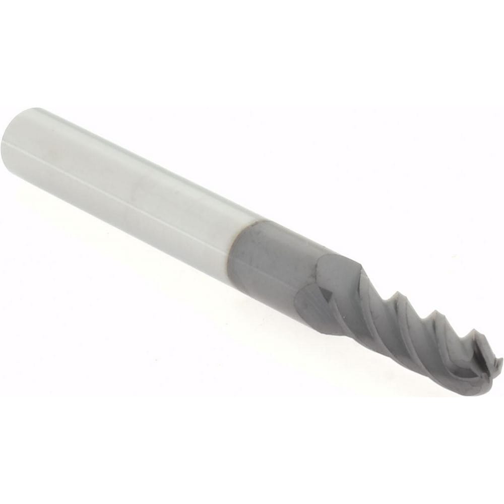 Ball End Mill: 0.203" Dia, 0.625" LOC, 4 Flute, Solid Carbide