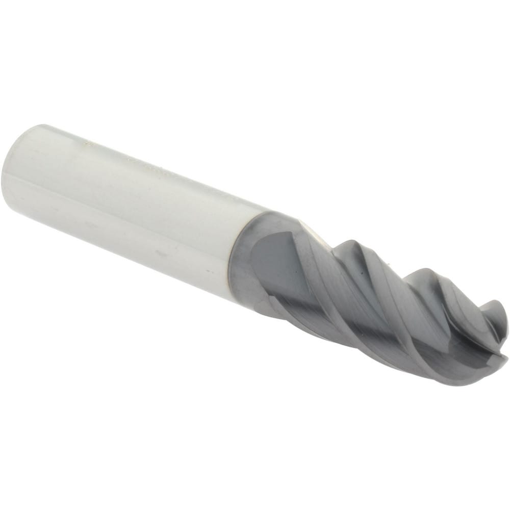 Ball End Mill: 0.438" Dia, 1" LOC, 4 Flute, Solid Carbide