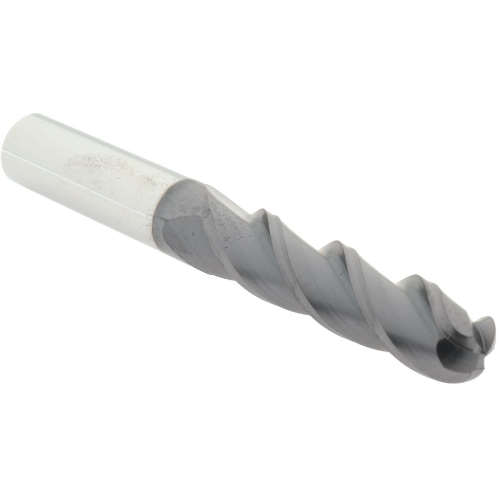 Ball End Mill: 0.5" Dia, 2" LOC, 3 Flute, Solid Carbide