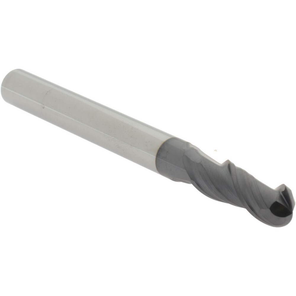 Ball End Mill: 0.375" Dia, 1" LOC, 2 Flute, Solid Carbide