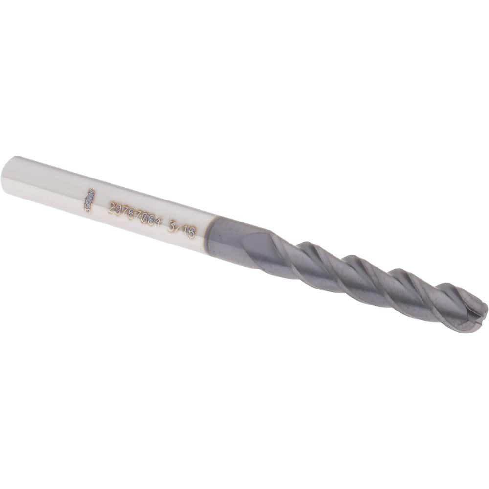 Accupro 14788665 Ball End Mill: 0.188" Dia, 1" LOC, 3 Flute, Solid Carbide 