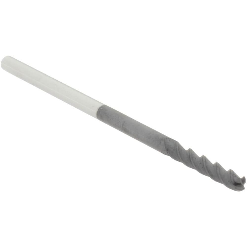 Ball End Mill: 0.125" Dia, 0.75" LOC, 3 Flute, Solid Carbide
