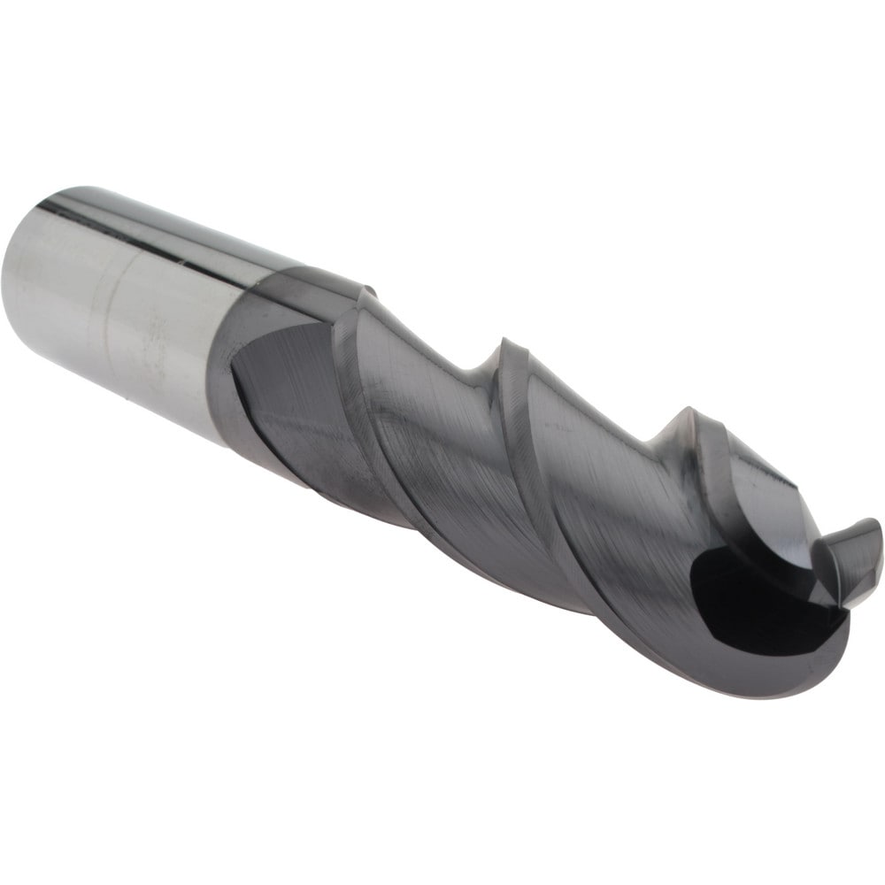 Ball End Mill: 1" Dia, 3" LOC, 3 Flute, Solid Carbide