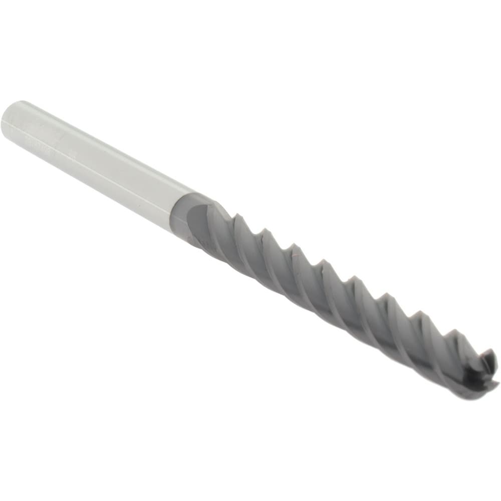 Ball End Mill: 0.375" Dia, 3" LOC, 4 Flute, Solid Carbide