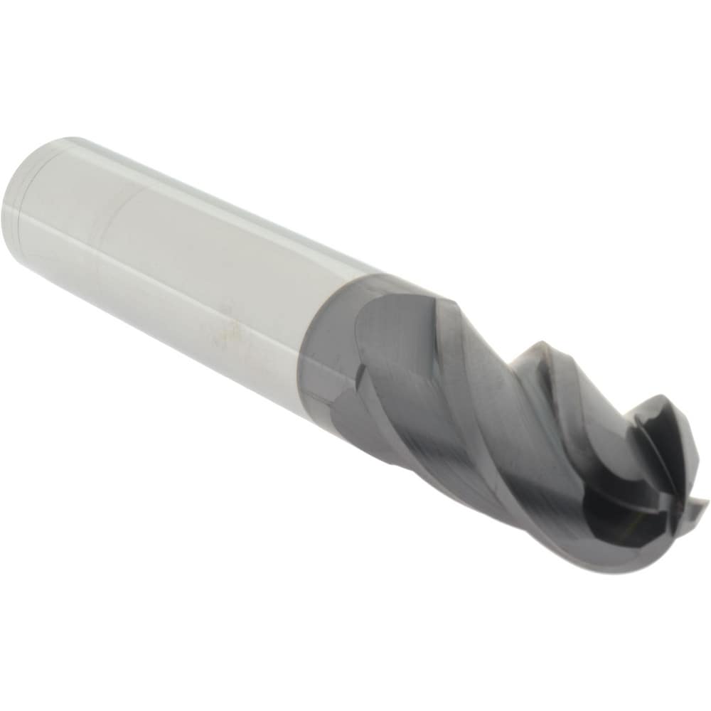 Ball End Mill: 1" Dia, 2" LOC, 4 Flute, Solid Carbide