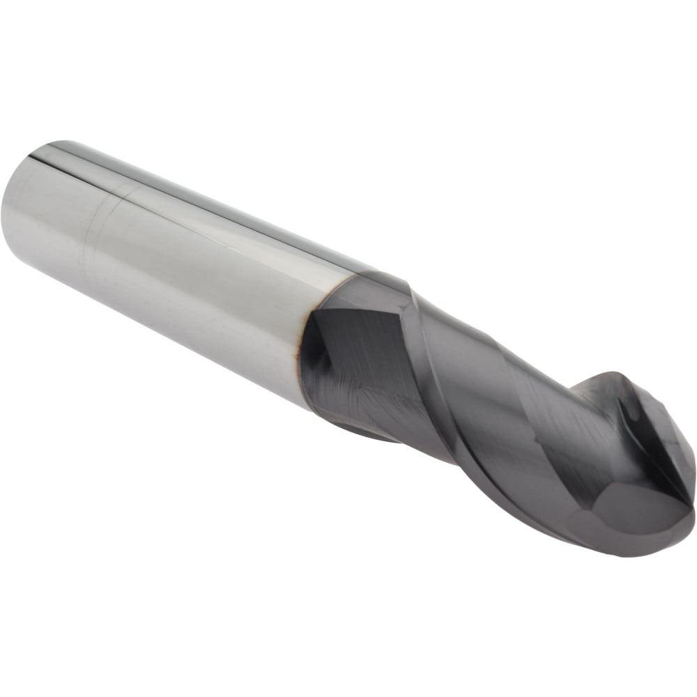 Ball End Mill: 1" Dia, 2" LOC, 2 Flute, Solid Carbide