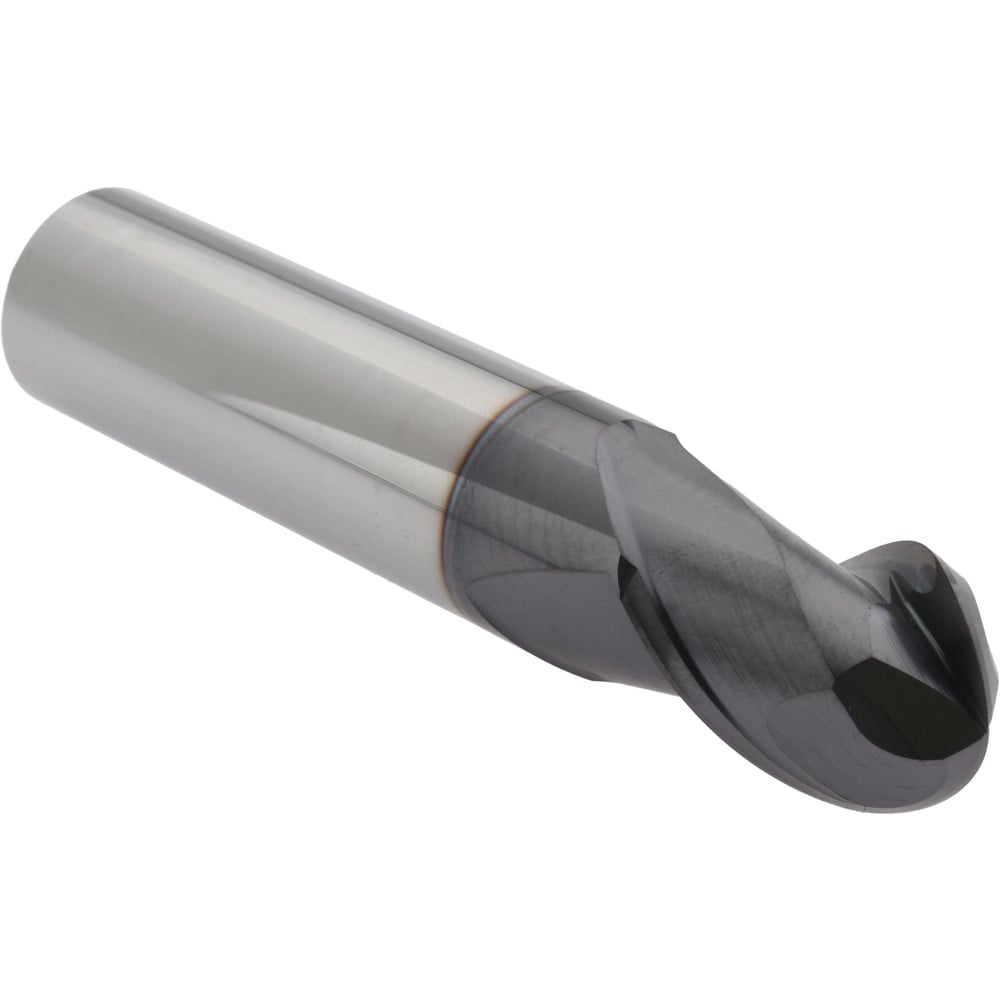 Ball End Mill: 0.5" Dia, 0.625" LOC, 2 Flute, Solid Carbide