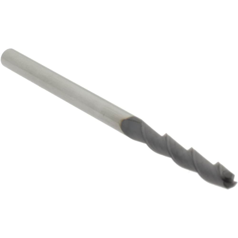 Ball End Mill: 0.125" Dia, 0.75" LOC, 2 Flute, Solid Carbide